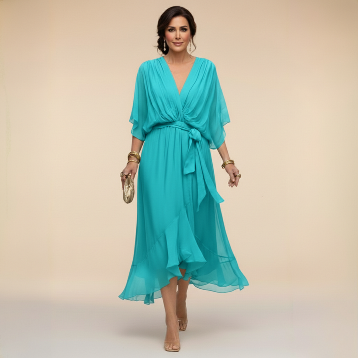 Mónica - Vestido de chiffon com decote em V