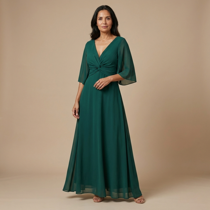 Lucía - Vestido de chiffon com decote em V