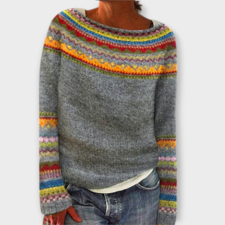 Camisola vintage de malha para mulher