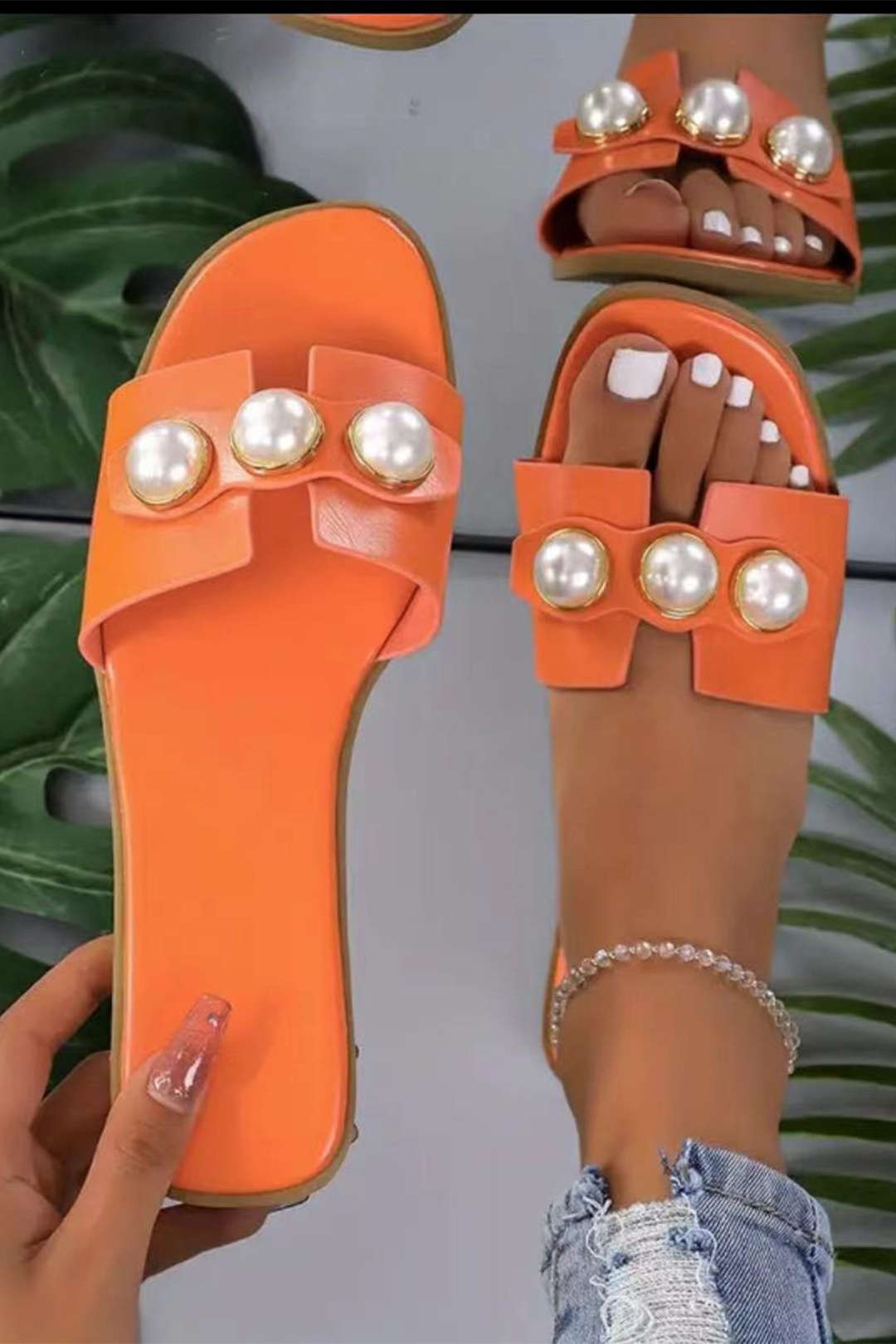 Zapatillas Planas de Perlas