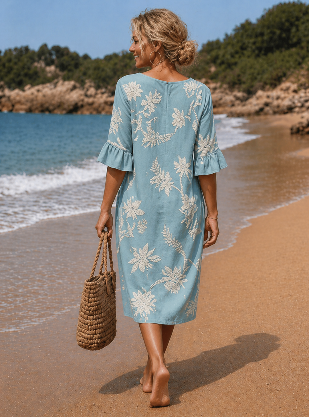 Vestido casual de mulher com estampado floral
