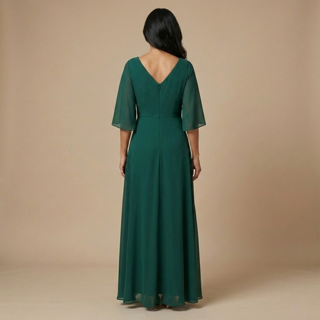 Lucía - Vestido de chiffon com decote em V