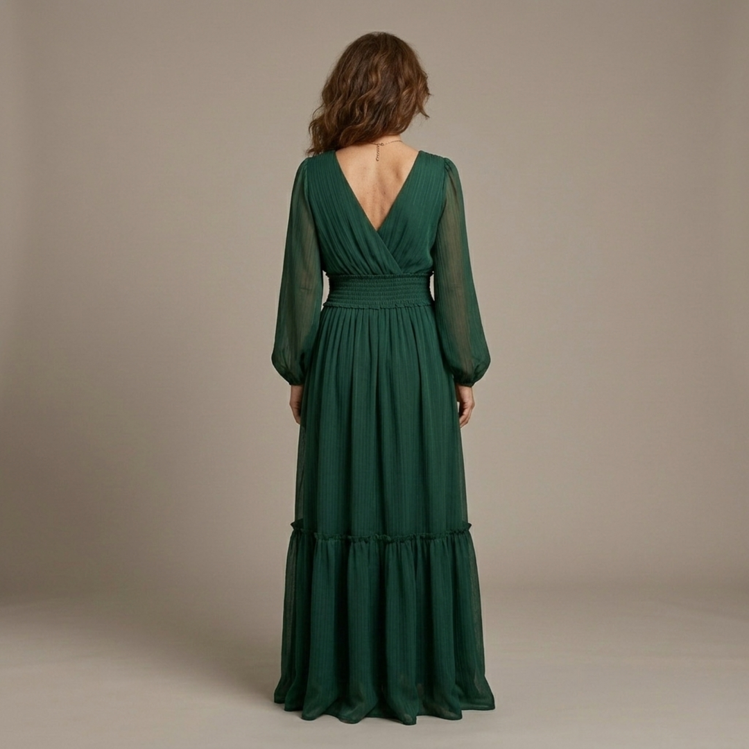 Maria - Vestido de chiffon com decote em V