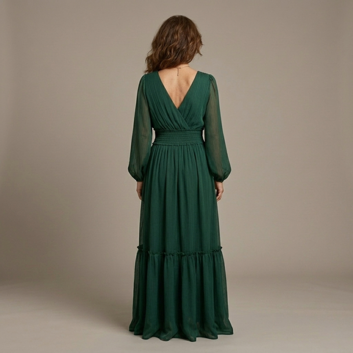 Maria - Vestido de chiffon com decote em V