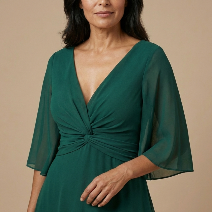 Lucía - Vestido de chiffon com decote em V