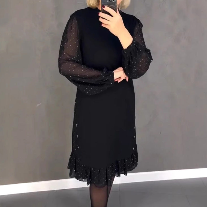 Estela | Vestido Elegante com Cristais e Decote Redondo