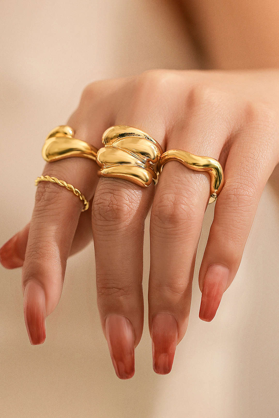 Conjunto de Anéis de Metal de 4 Peças