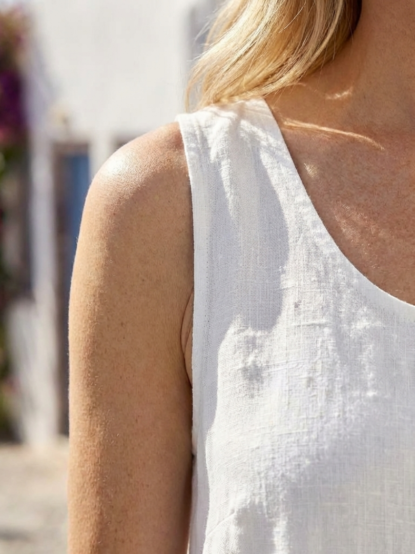 Ismera | Vestido Midi Sem Mangas Gola Redonda Relaxado