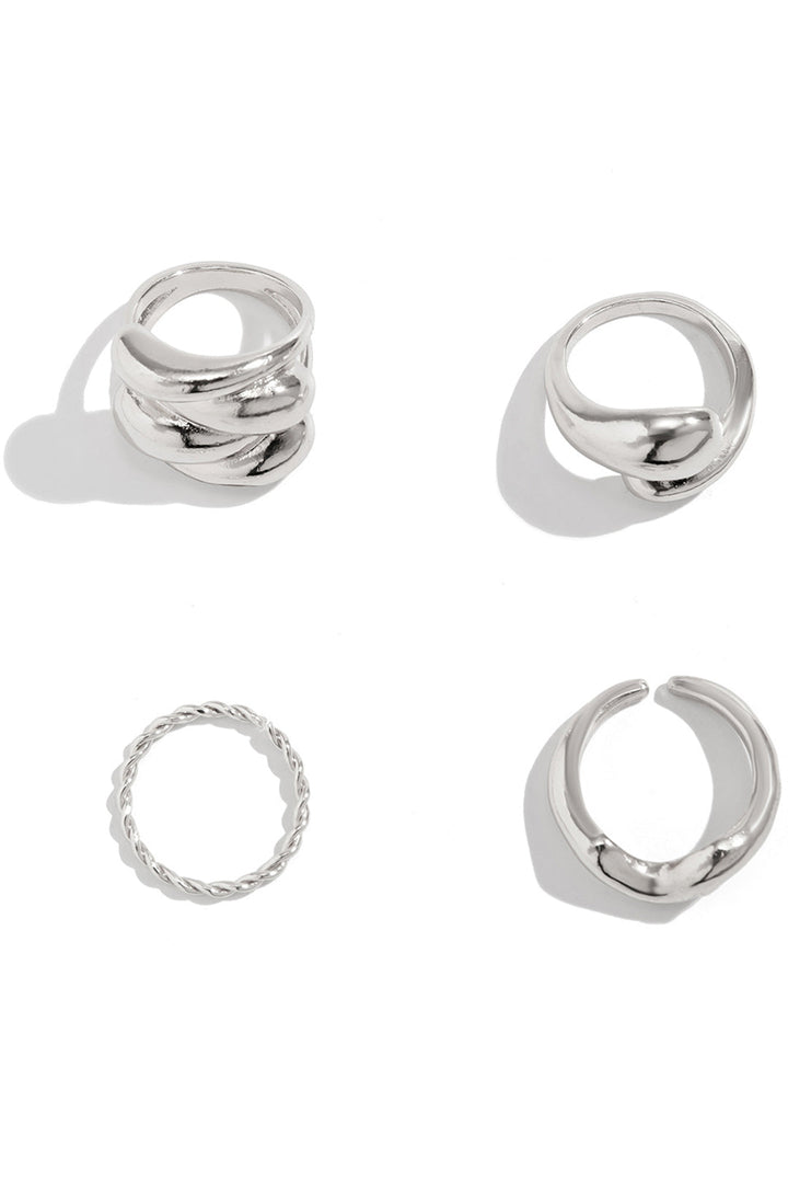 Conjunto de Anéis de Metal de 4 Peças