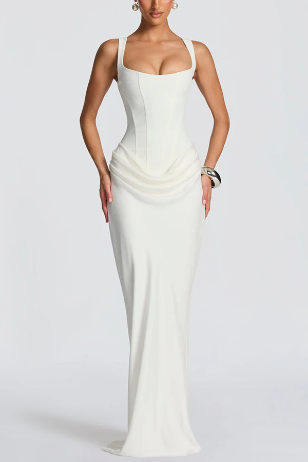 Leonor | Vestido maxi com decote quadrado