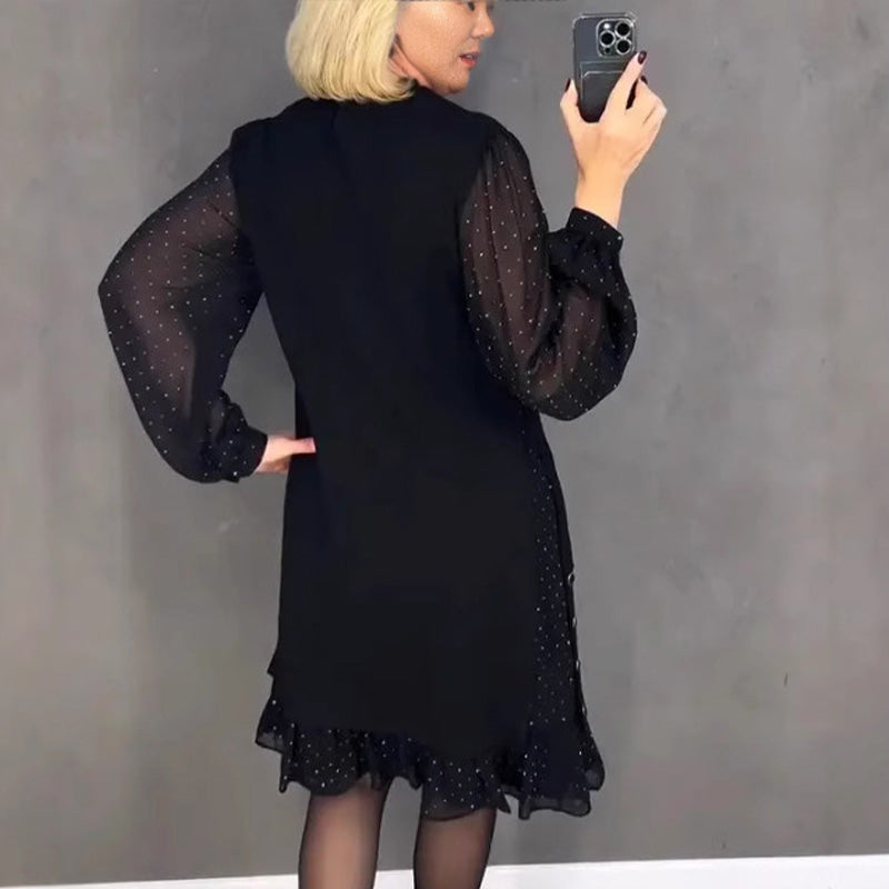 Estela | Vestido Elegante com Cristais e Decote Redondo