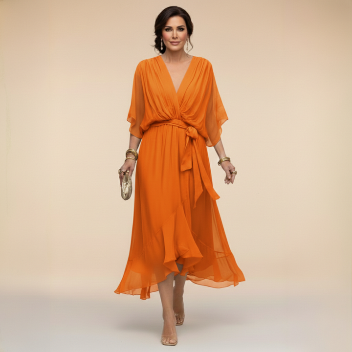Mónica - Vestido de chiffon com decote em V