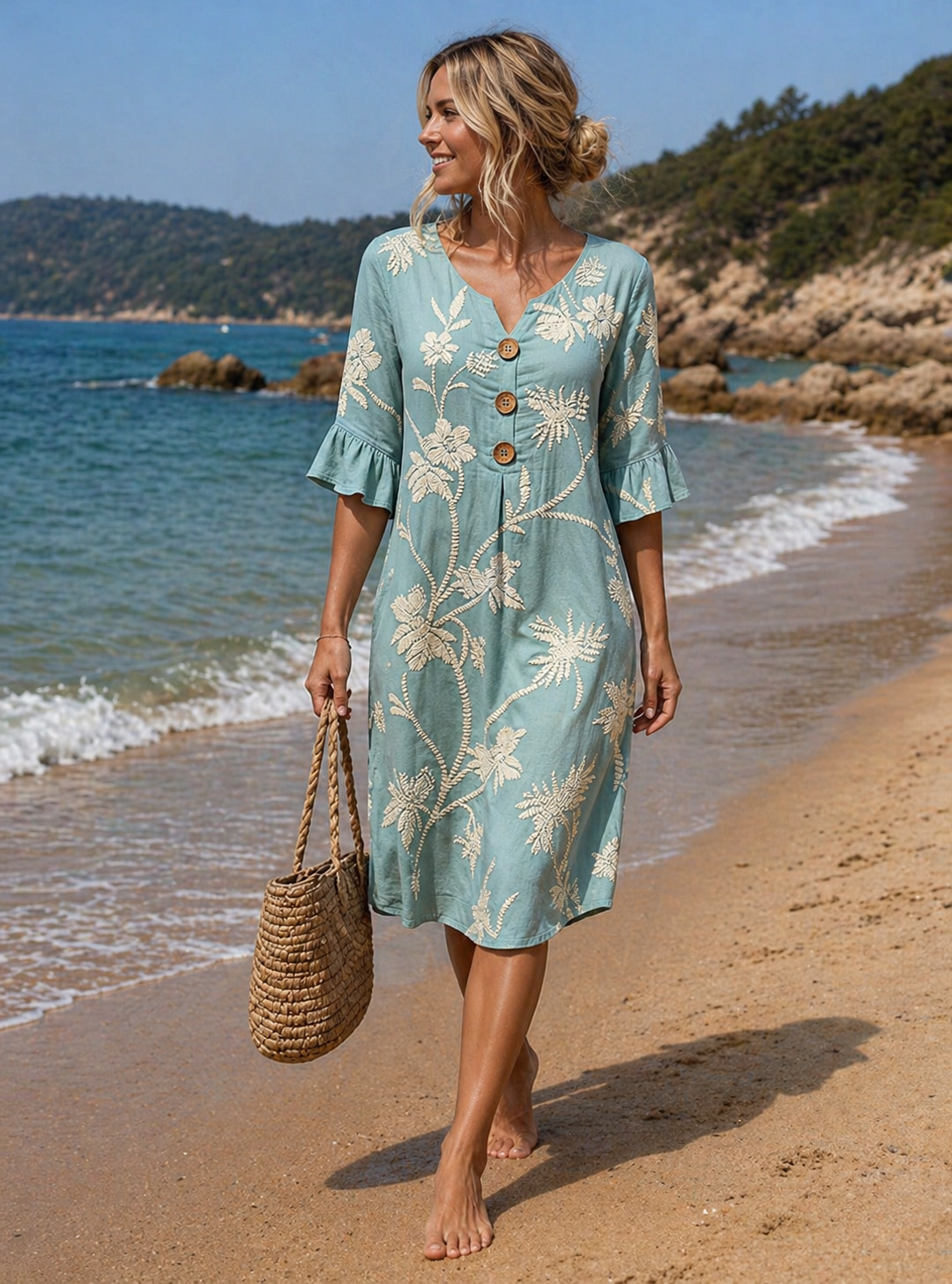 Vestido casual de mulher com estampado floral