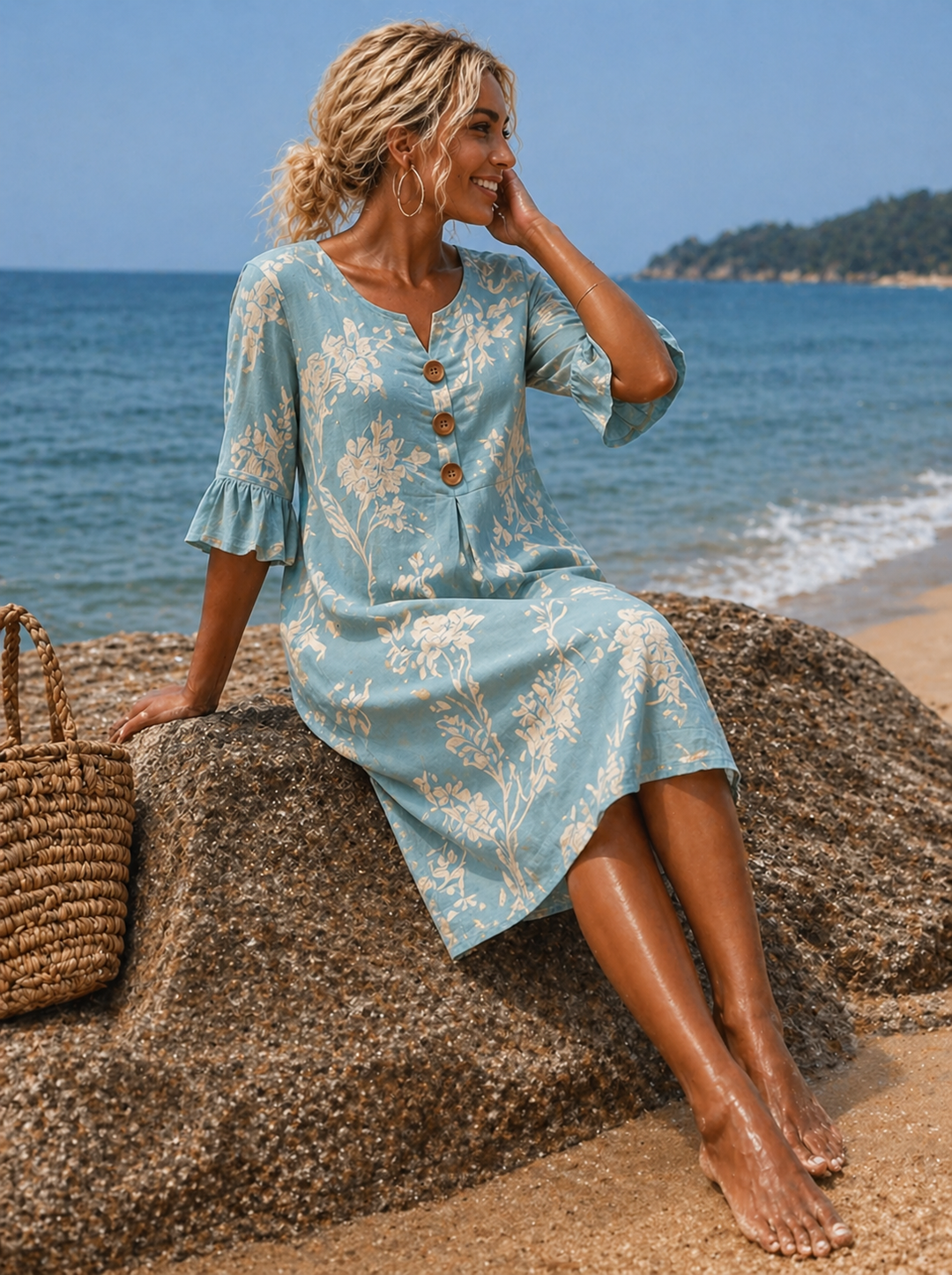 Vestido casual de mulher com estampado floral