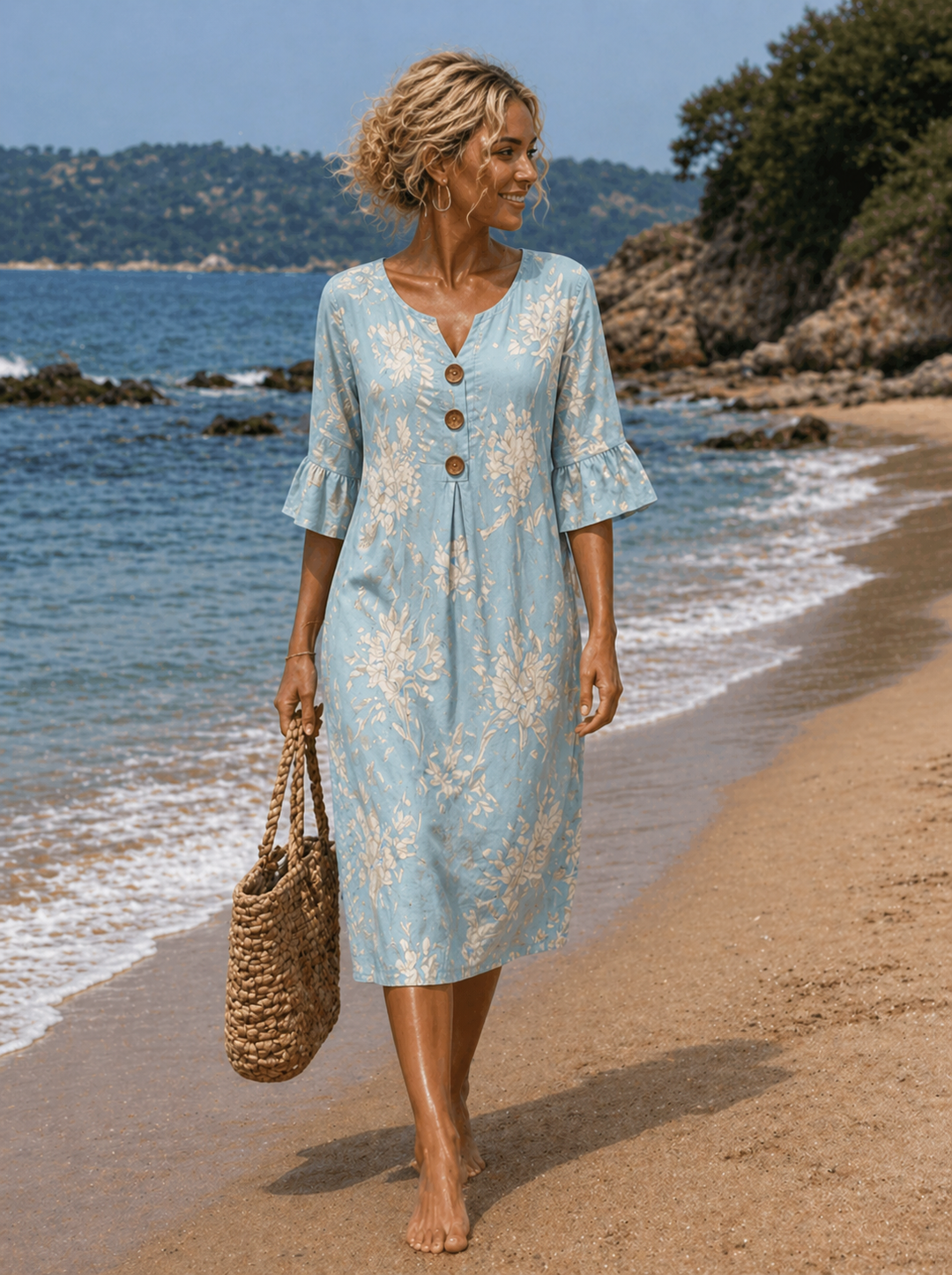 Vestido casual de mulher com estampado floral