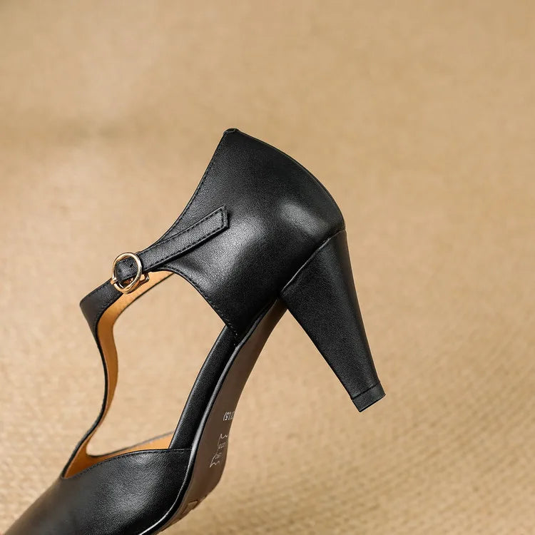 Sapatos de Salto Alto em Couro Genuíno Triana