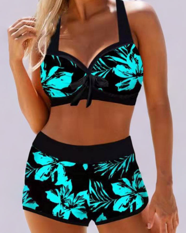 Sherrie – Traje de baño de cintura alta con estampado floral