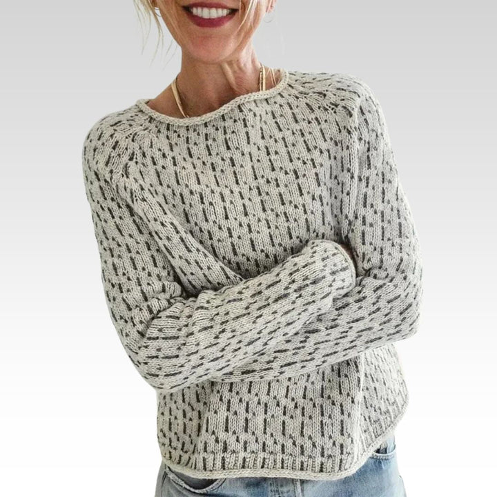 Victoria | Camisola cinzenta elegante com decote em U