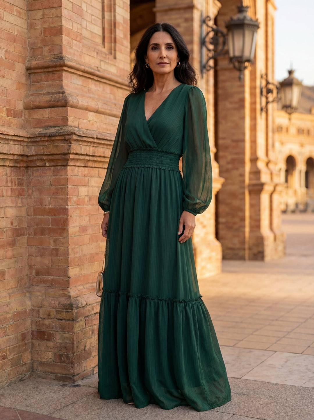 Maria - Vestido de chiffon com decote em V
