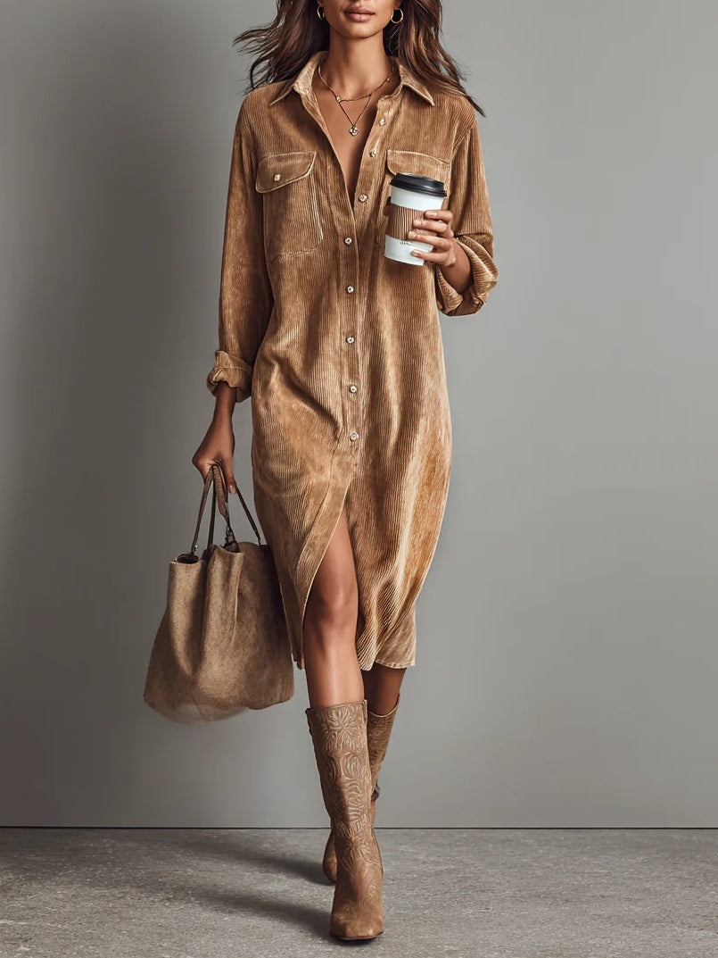 Estela | Vestido midi de bombazina