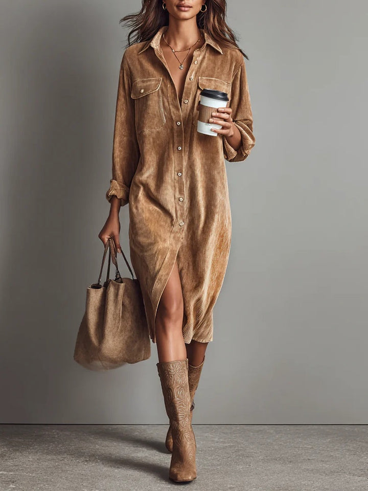 Estela | Vestido midi de bombazina
