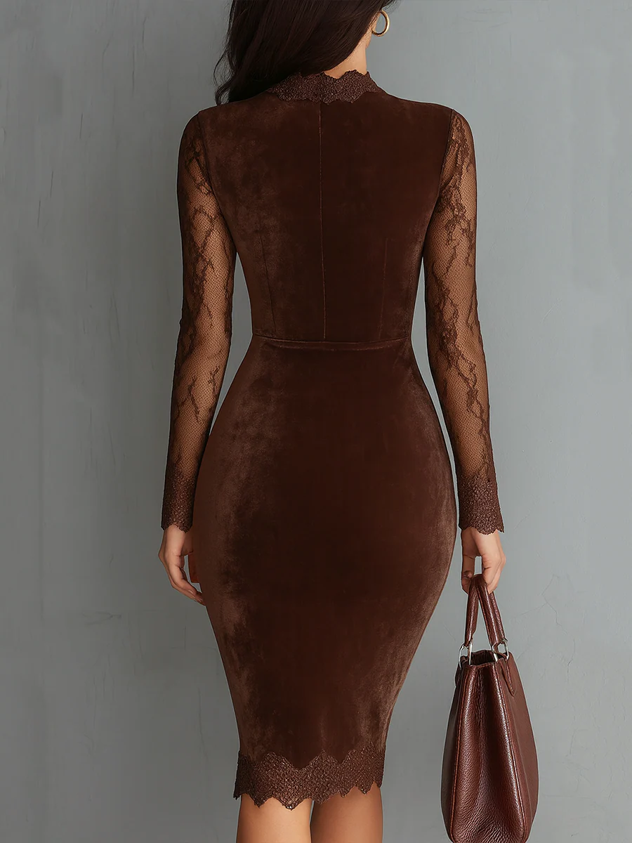 Aurélia™ | Minivestido de terciopelo con mangas de encaje