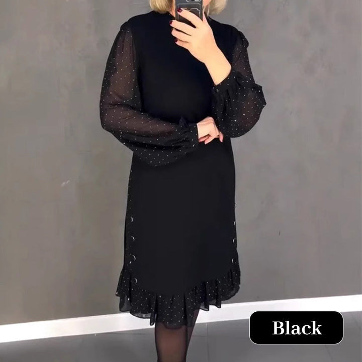 Estela | Vestido Elegante com Cristais e Decote Redondo