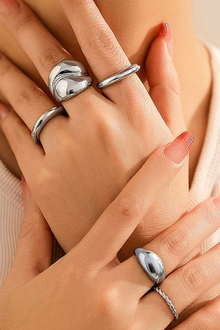 Conjunto de Anéis de Metal de 4 Peças