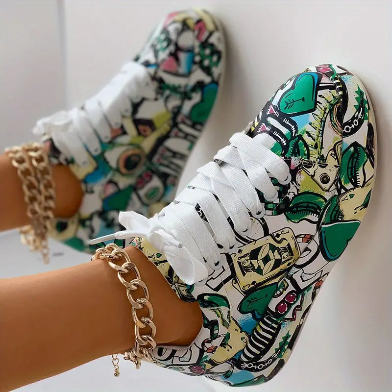 Veronika Sapatilhas de Design Grafítico com Amortecimento