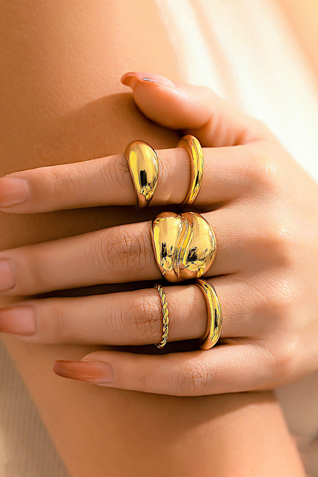 Conjunto de Anéis de Metal de 4 Peças