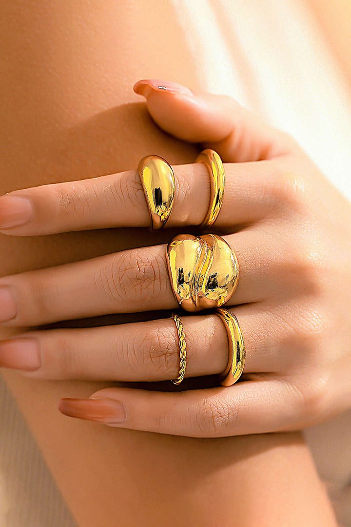 Conjunto de Anéis de Metal de 4 Peças