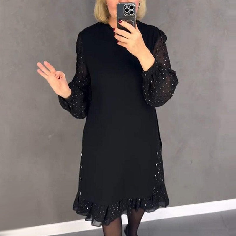 Estela | Vestido Elegante com Cristais e Decote Redondo