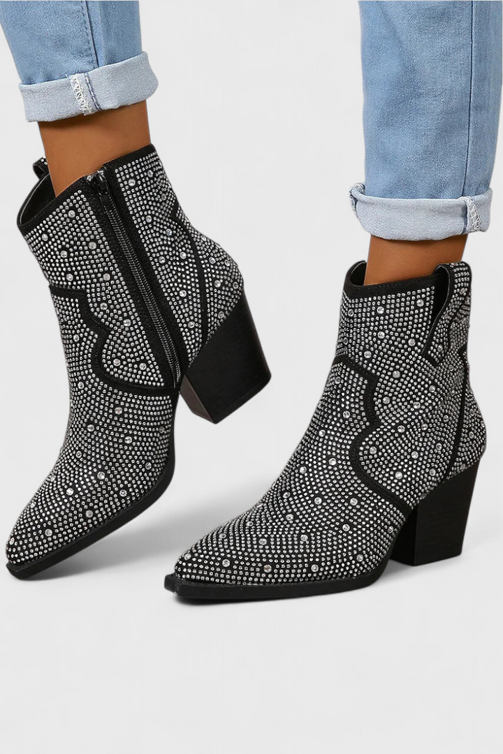 Berenice Botas Elegantes con Patchwork y Cremallera Lateral