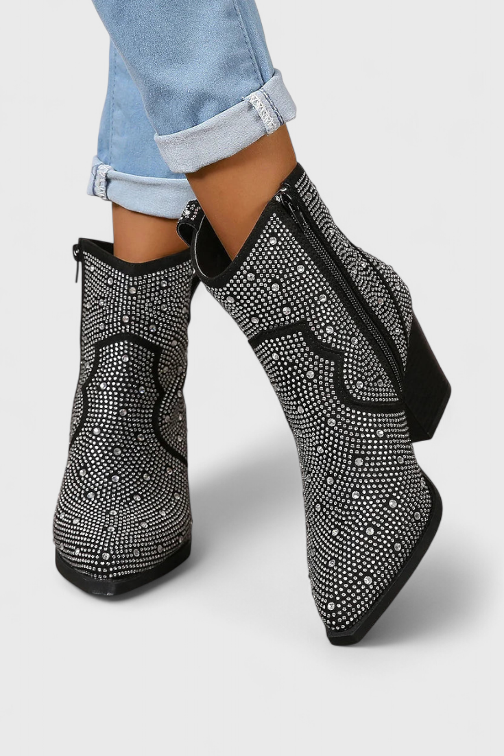 Berenice Botas Elegantes con Patchwork y Cremallera Lateral