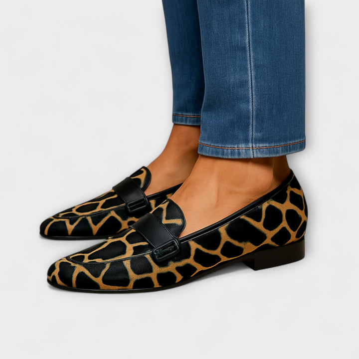 Wale Mocasins com Estampado de Leopardo e Tira Decorativa