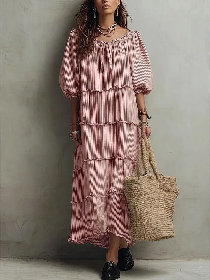 Nerina | Vestido midi de linho com camadas e textura