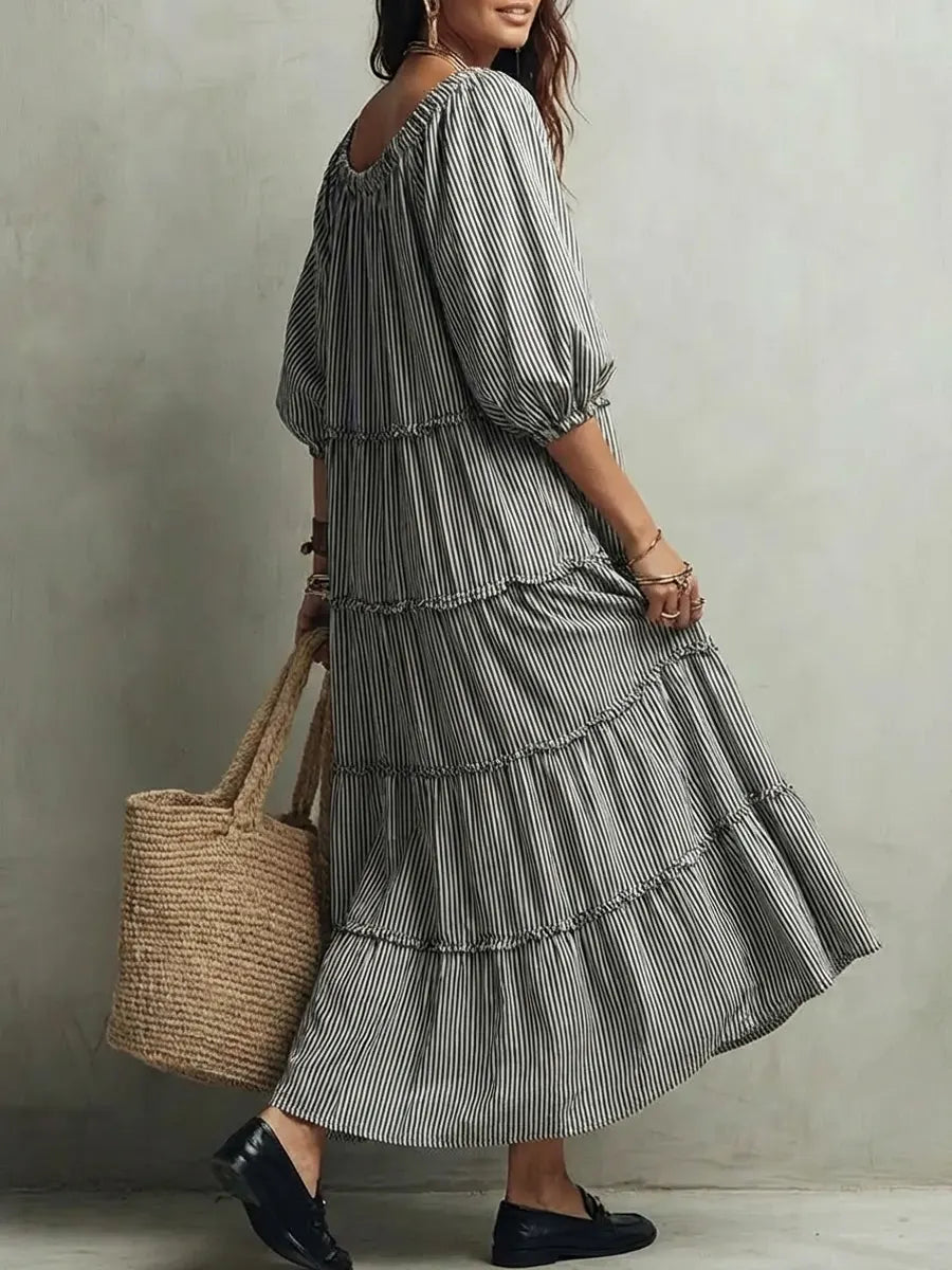 Nerina | Vestido midi de linho com camadas e textura