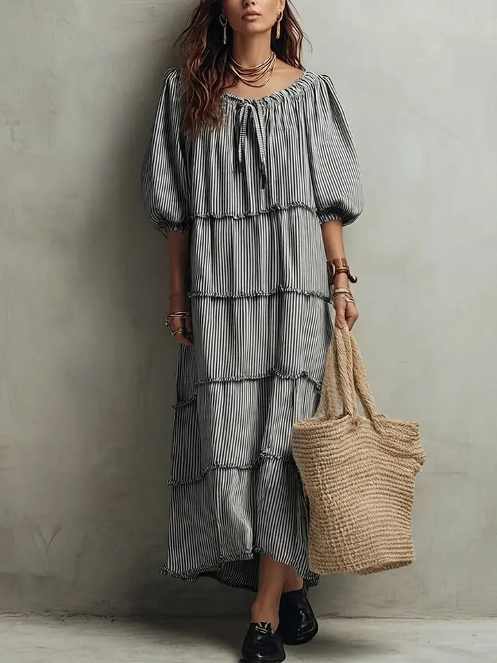 Nerina | Vestido midi de linho com camadas e textura