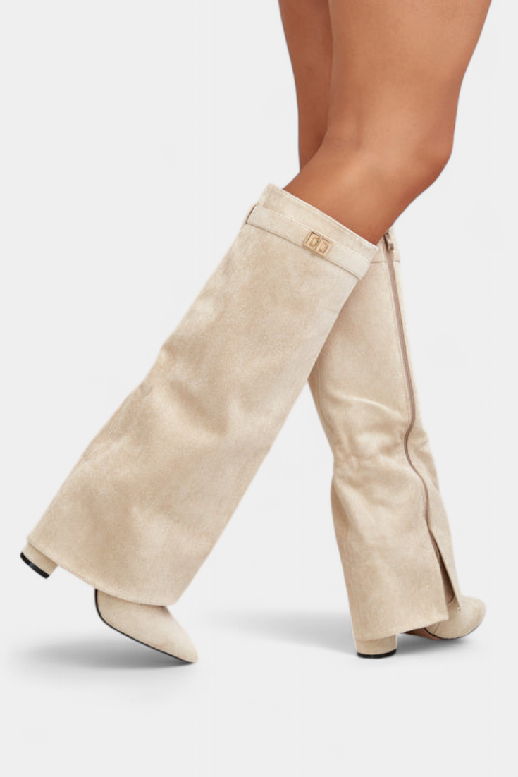 Botas de Cano Alto com Salto Bloco Raya