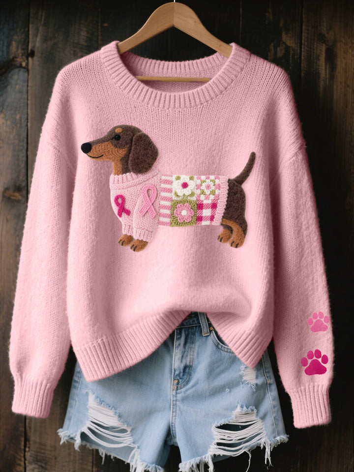 Naomi – suéter de lana con un motivo de dachshund en fieltro
