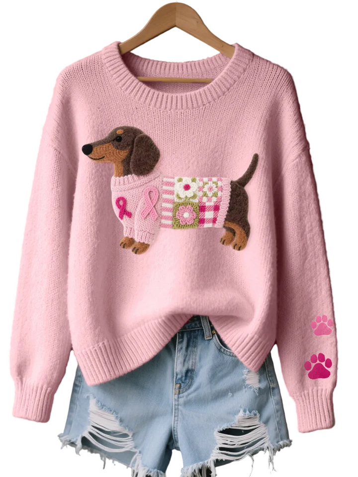 Naomi – suéter de lana con un motivo de dachshund en fieltro
