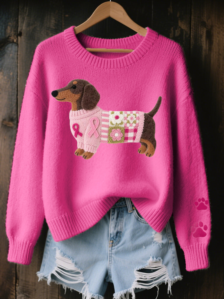 Naomi – suéter de lana con un motivo de dachshund en fieltro
