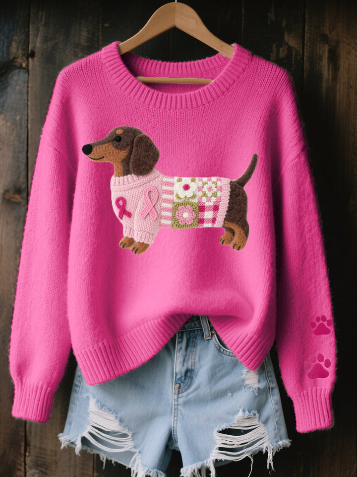 Naomi – suéter de lana con un motivo de dachshund en fieltro