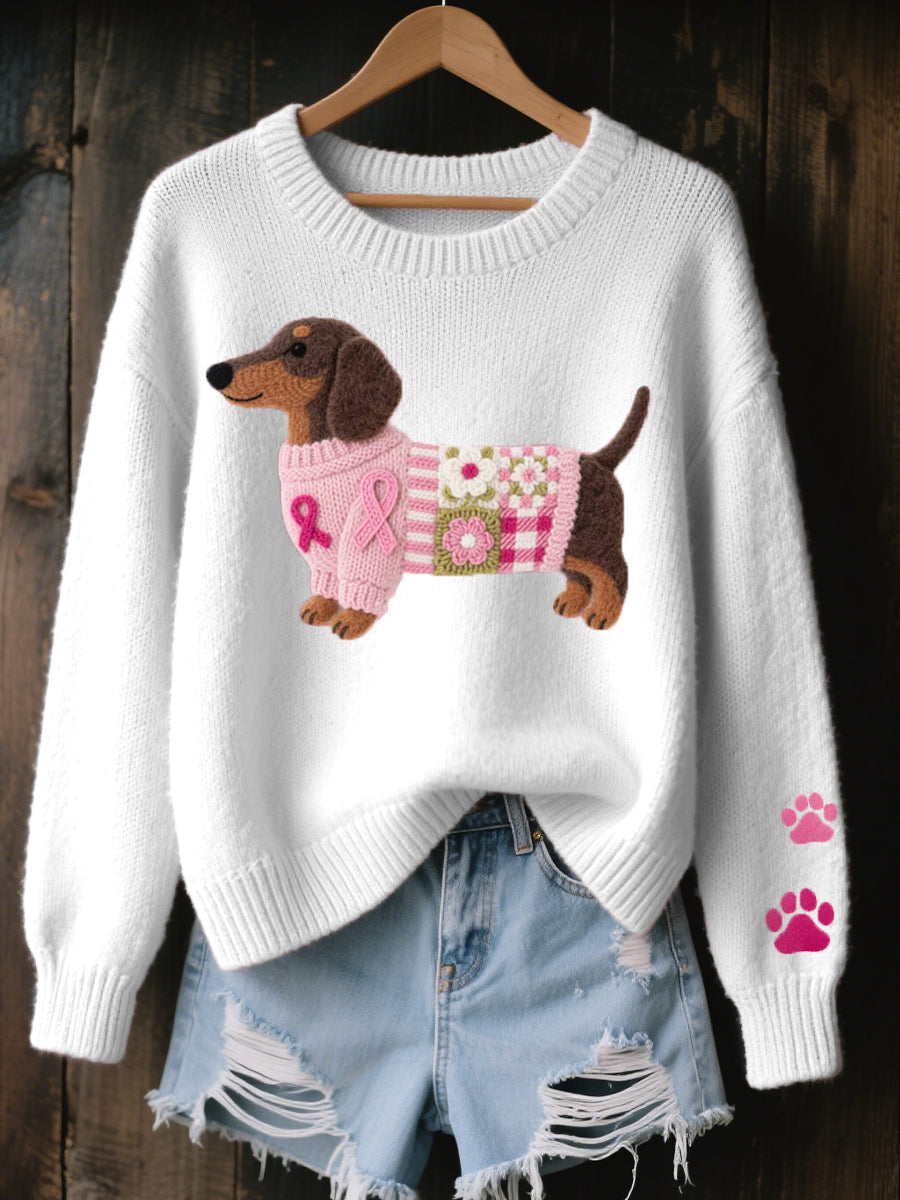 Naomi – suéter de lana con un motivo de dachshund en fieltro
