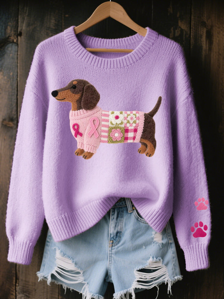 Naomi – suéter de lana con un motivo de dachshund en fieltro