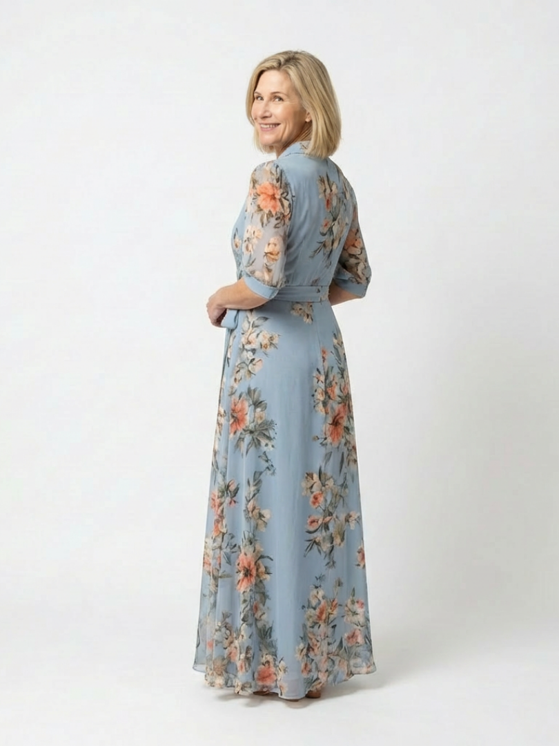 Elowen | Vestido Comprido Cruzado Floral com Decote em V